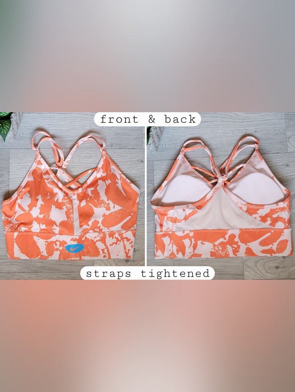 Nike One Luxe Icon Indy Clash Dri-Fit Light Impact Orange White Sport Bra, US M - Picture 8 of 16